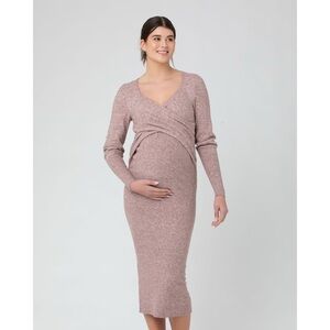 Ripe Blush Knit Crossover Midi Dress